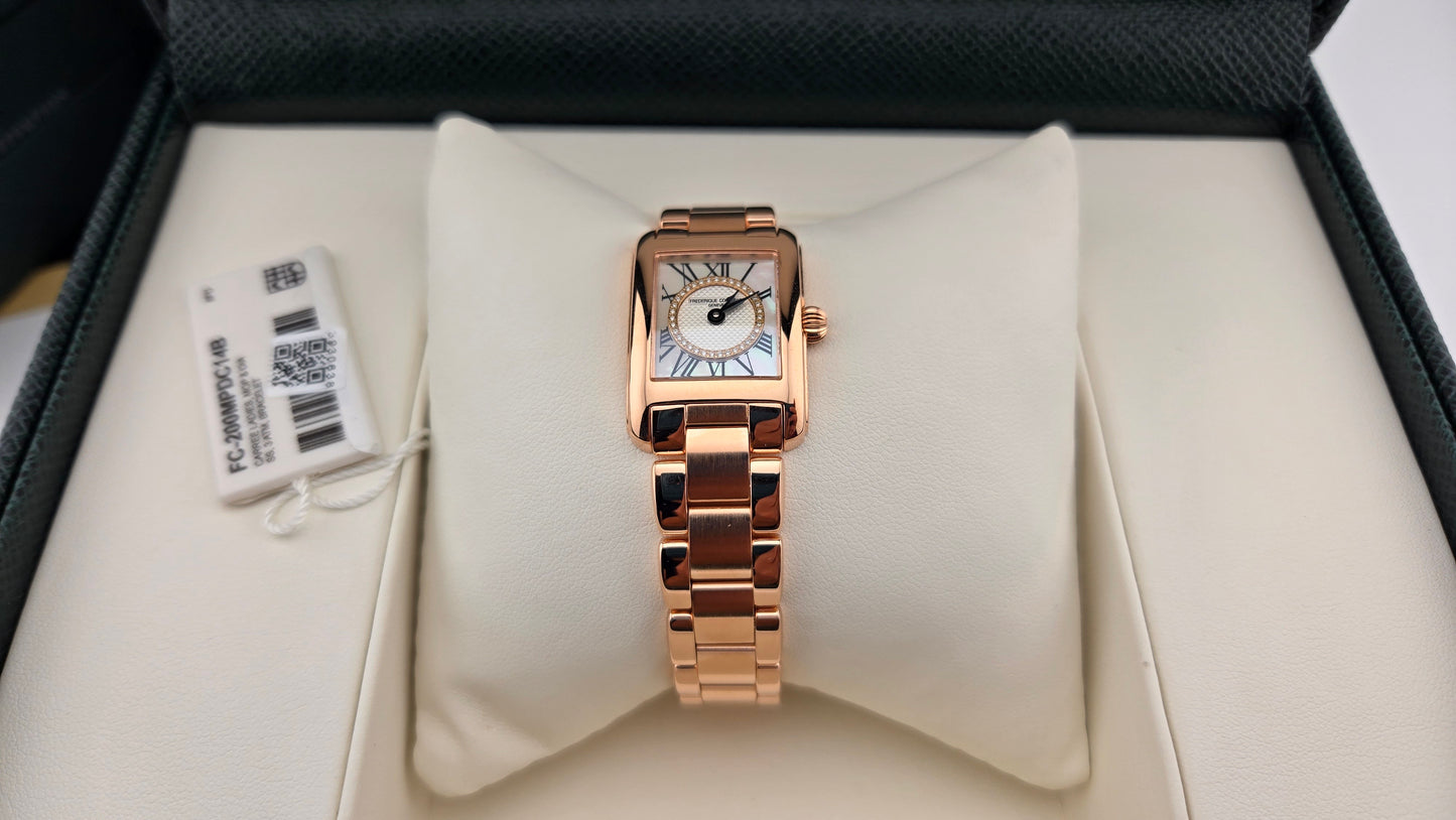 Ladies' Frederique Constant Classics Carrée Diamond Dial Rose Gold-Plated Watch | FC-200MPDC14B