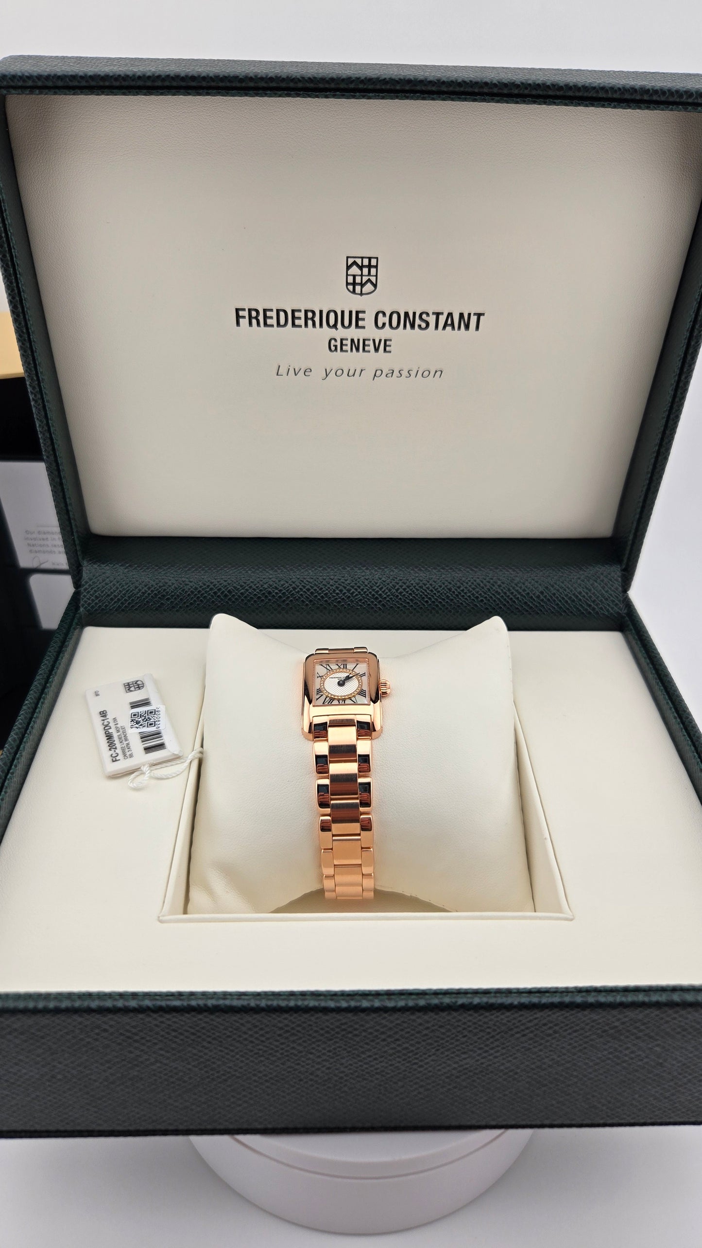 Ladies' Frederique Constant Classics Carrée Diamond Dial Rose Gold-Plated Watch | FC-200MPDC14B