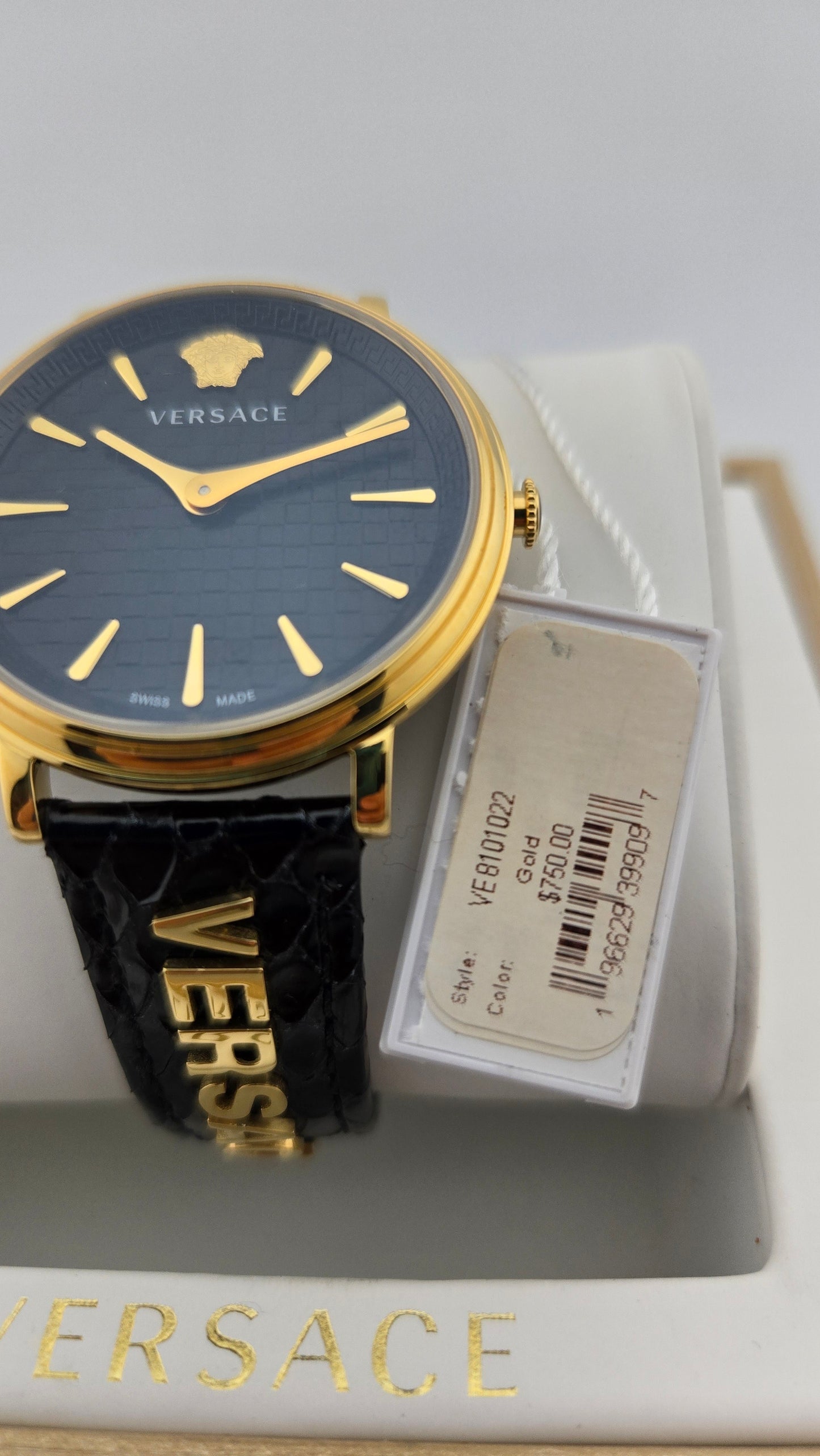 VERSACE - V-Circle Logomania Luxury Black / Gold Watch - VE8101022