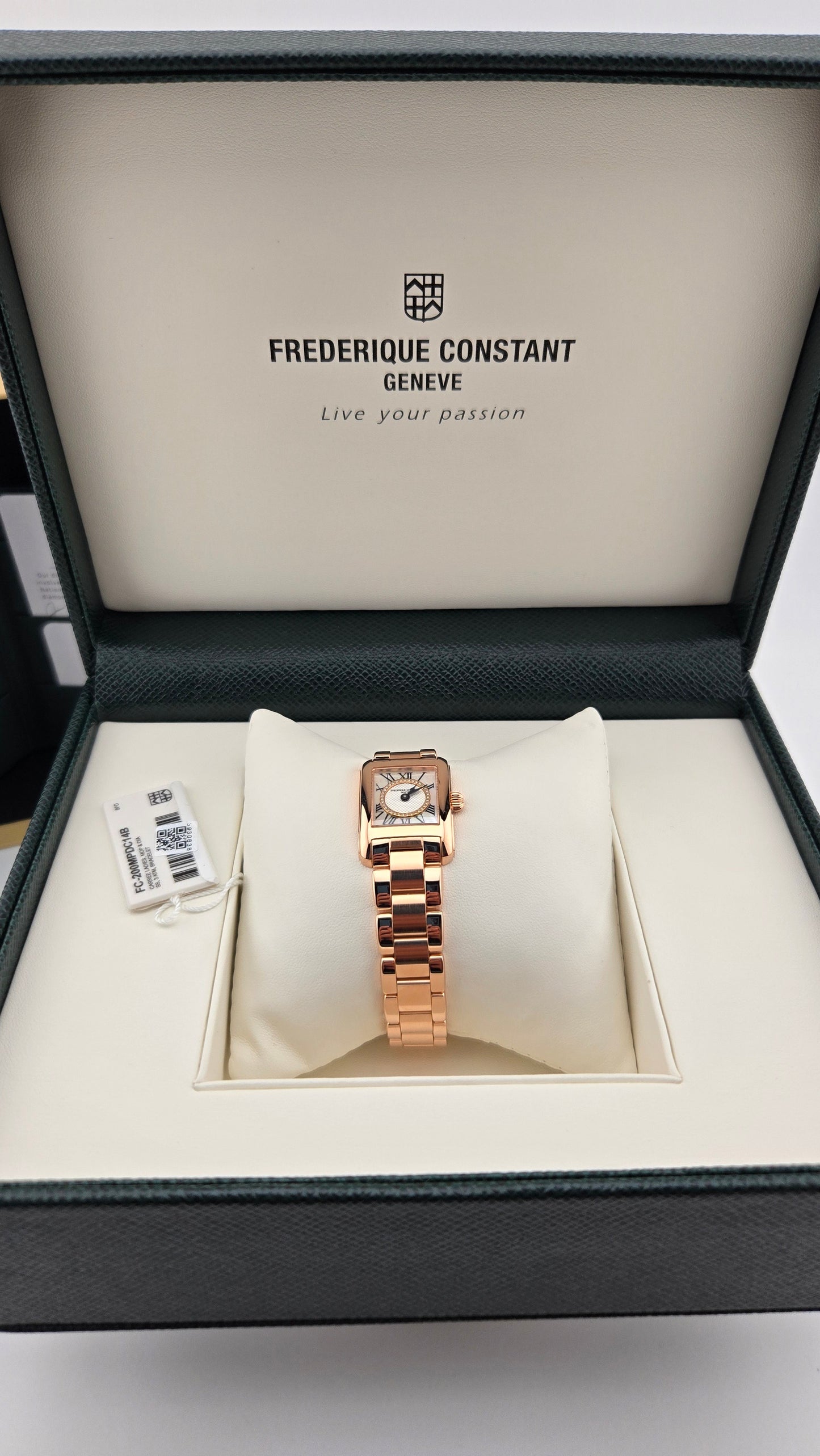 Ladies' Frederique Constant Classics Carrée Diamond Dial Rose Gold-Plated Watch | FC-200MPDC14B