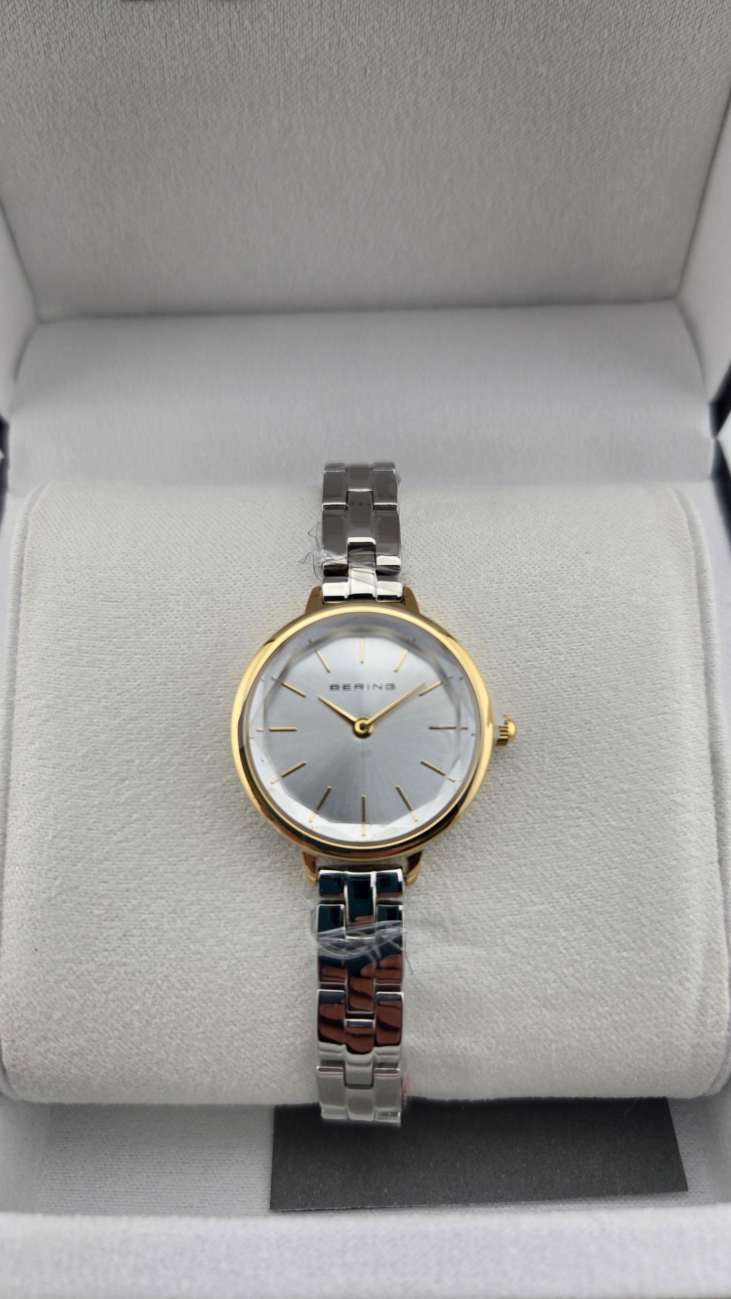 Bering Faceted Crystal Two Tone Stainless Steel Women's Quartz Watch, 24mm