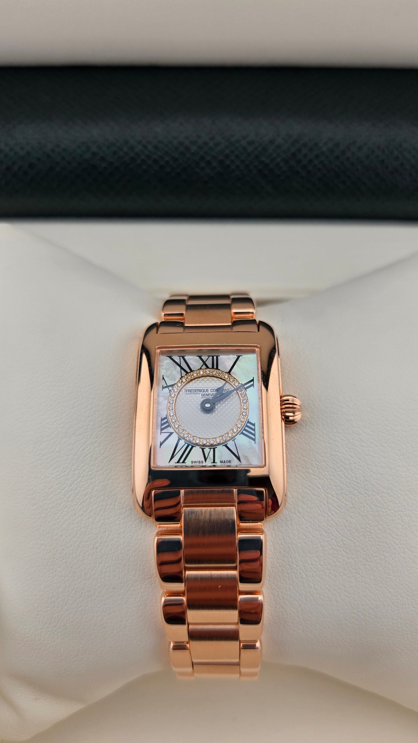 Ladies' Frederique Constant Classics Carrée Diamond Dial Rose Gold-Plated Watch | FC-200MPDC14B