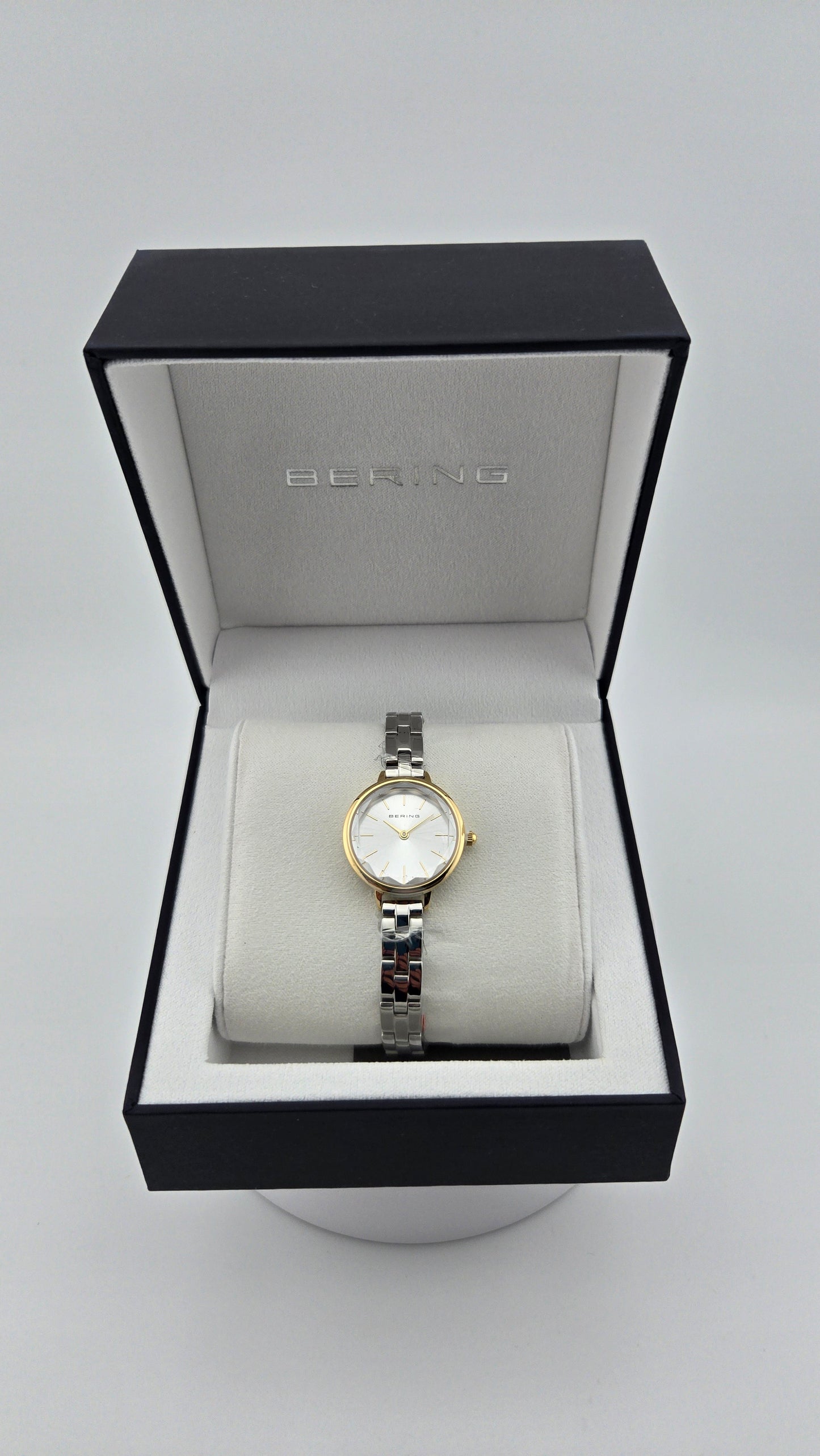 Bering Faceted Crystal Two Tone Stainless Steel Women's Quartz Watch, 24mm