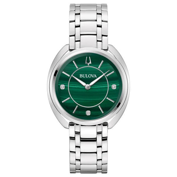 Bulova Classic Diamond Malachite Stainless Steel Quartz Women's Watch, 34mm