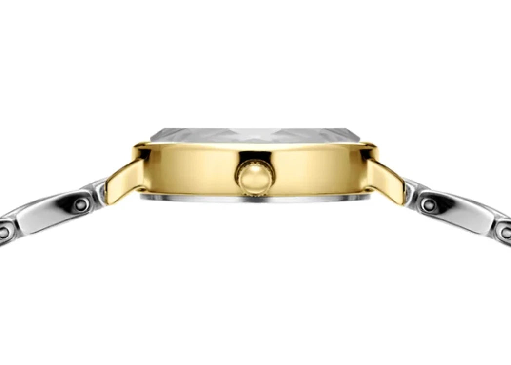 Bering Faceted Crystal Two Tone Stainless Steel Women's Quartz Watch, 24mm