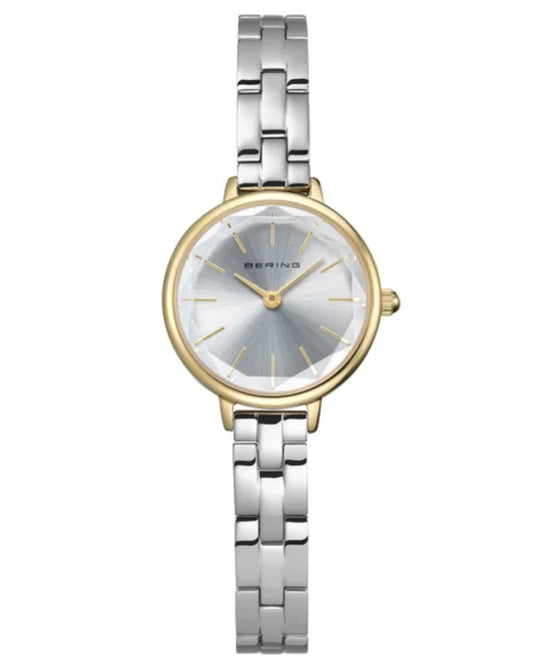 Bering Faceted Crystal Two Tone Stainless Steel Women's Quartz Watch, 24mm