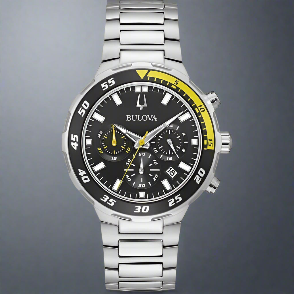 Bulova Men's 98B378 Sport Chronograph Stainless Steel 100M Watch - MXW13