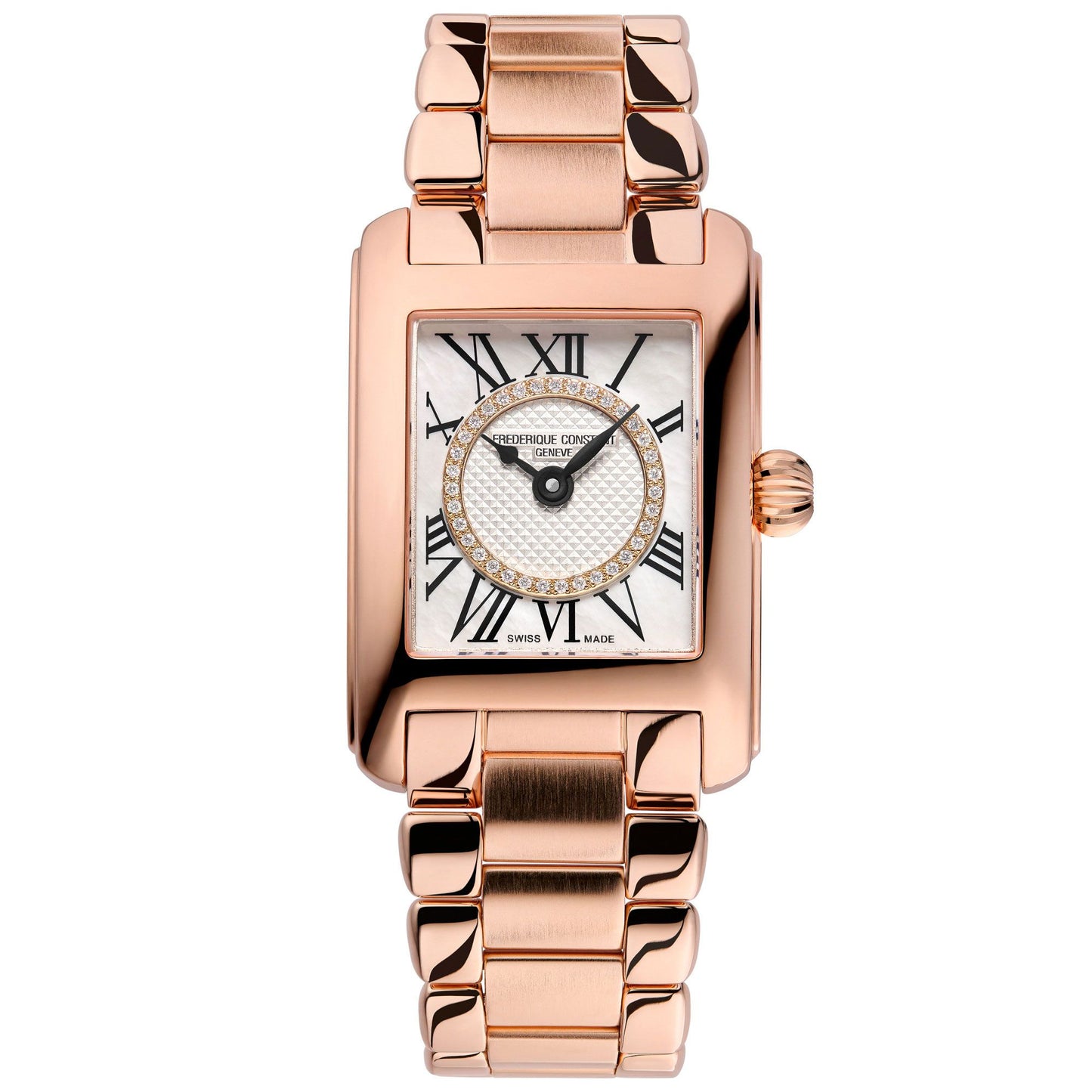 Ladies' Frederique Constant Classics Carrée Diamond Dial Rose Gold-Plated Watch | FC-200MPDC14B