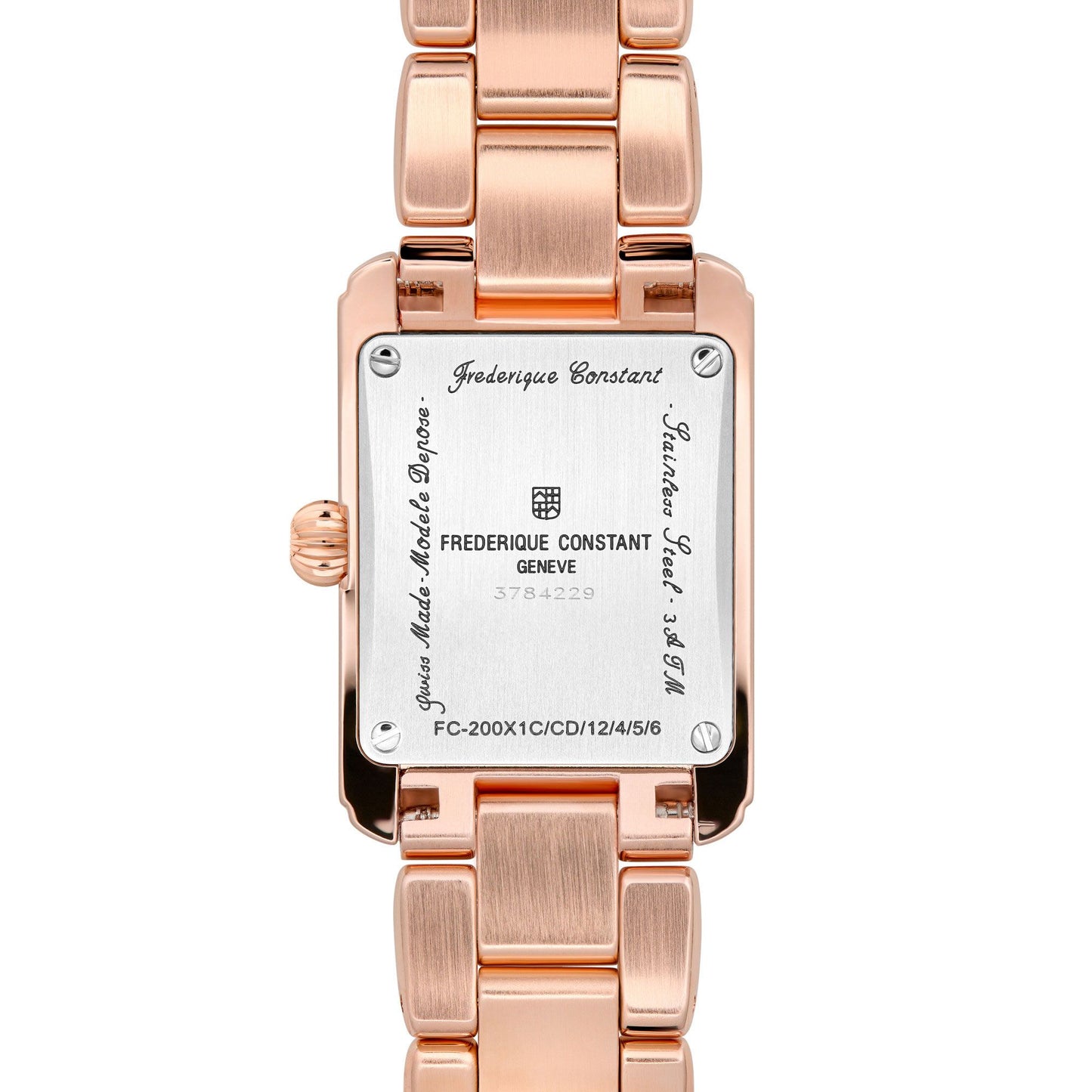 Ladies' Frederique Constant Classics Carrée Diamond Dial Rose Gold-Plated Watch | FC-200MPDC14B
