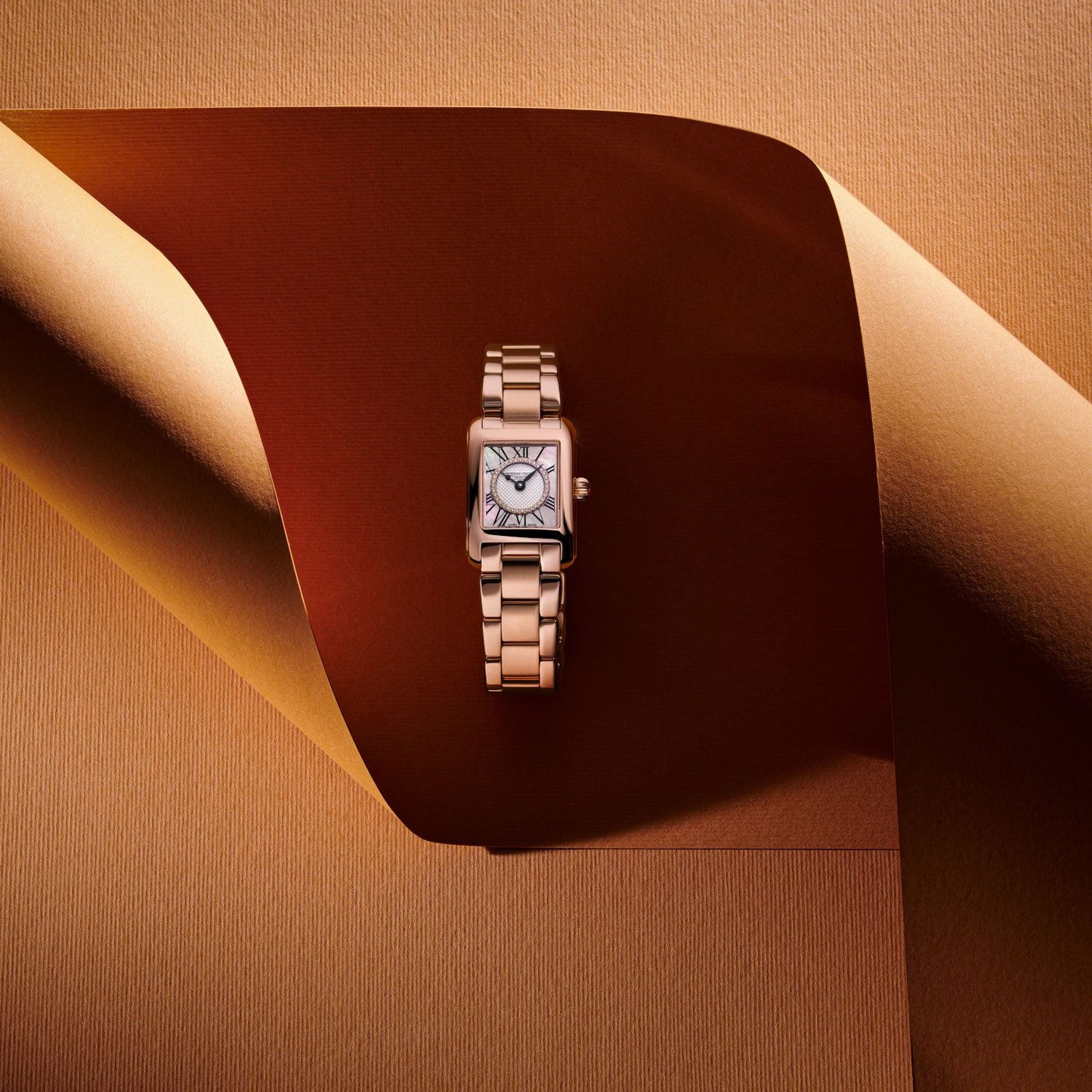 Ladies' Frederique Constant Classics Carrée Diamond Dial Rose Gold-Plated Watch | FC-200MPDC14B