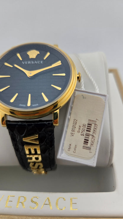 VERSACE - V-Circle Logomania Luxury Black / Gold Watch - VE8101022