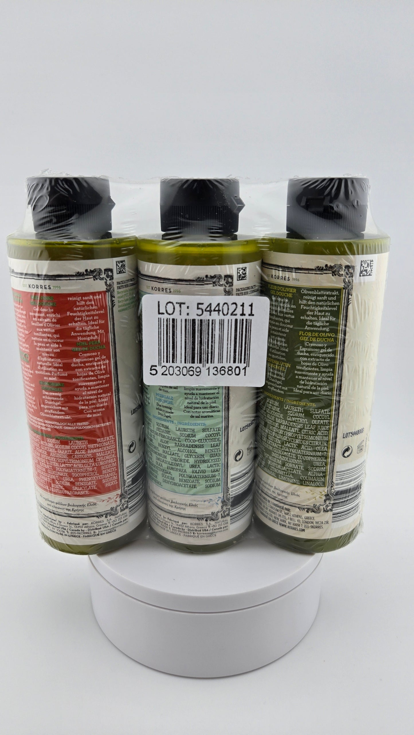 KORRES - Pure Greek Olive Shower Gel, 8.45 fl oz -  Sea Salt, Honey Pear or Olive Blossom