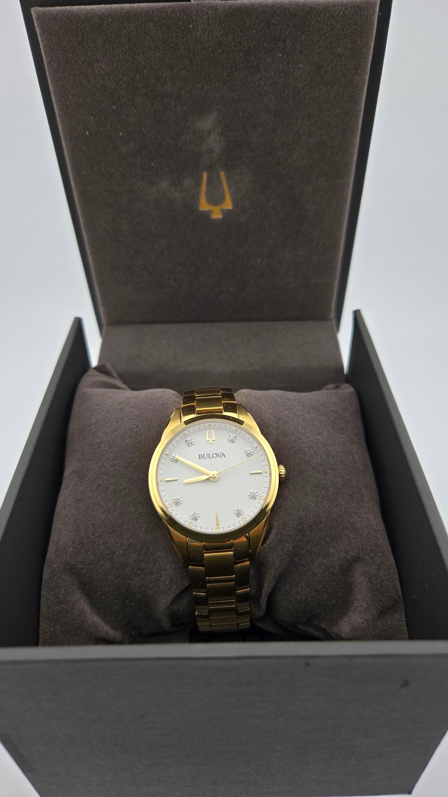 Bulova Diamond Accented Yellow Gold Toned Stainless Steel Wristwatch - 97P161