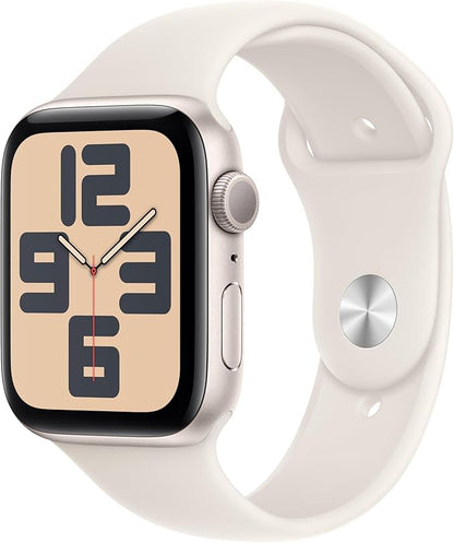 Apple Watch SE (2nd Gen) [GPS 44mm] Smartwatch with Starlight Aluminum Case with Starlight Sport Band M/L