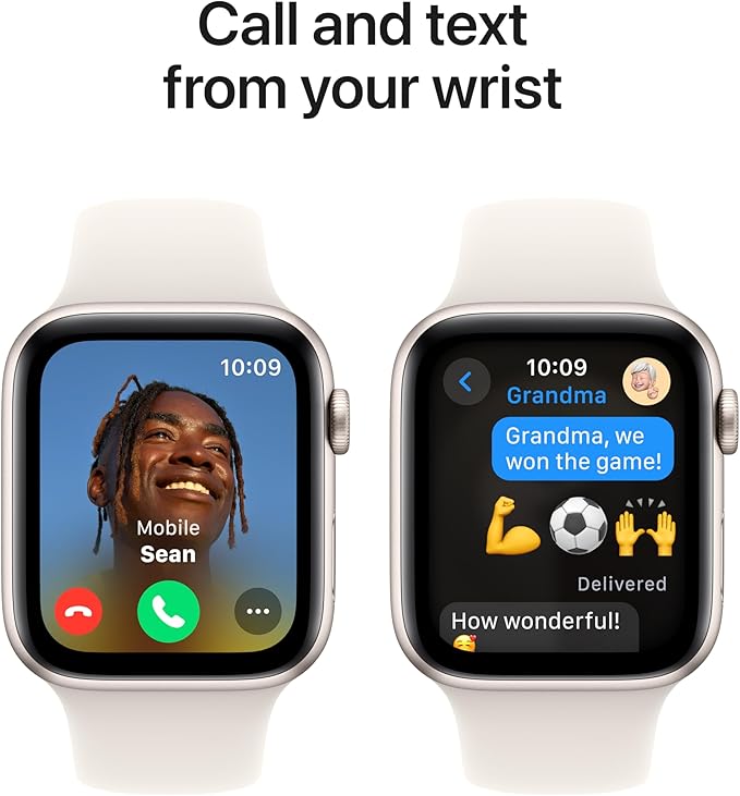 Apple Watch SE (2nd Gen) [GPS 44mm] Smartwatch with Starlight Aluminum Case with Starlight Sport Band M/L