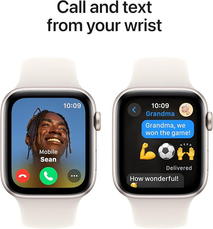 Apple Watch SE (2nd Gen) [GPS 44mm] Smartwatch with Starlight Aluminum Case with Starlight Sport Band M/L