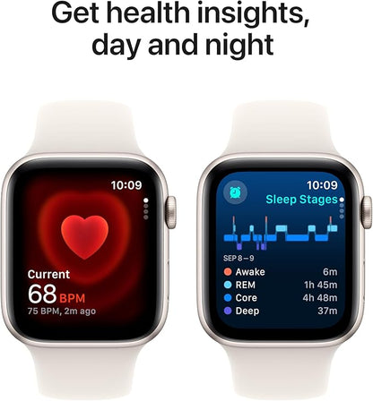 Apple Watch SE (2nd Gen) [GPS 44mm] Smartwatch with Starlight Aluminum Case with Starlight Sport Band M/L