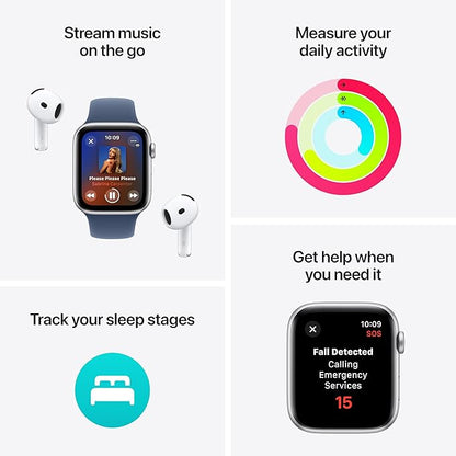 Apple Watch SE (2nd Gen) [GPS 44mm] Smartwatch with Starlight Aluminum Case with Starlight Sport Band M/L