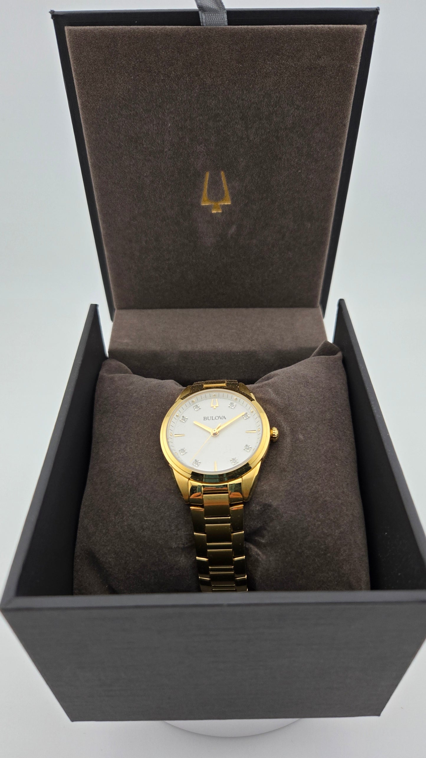 Bulova Diamond Accented Yellow Gold Toned Stainless Steel Wristwatch - 97P161