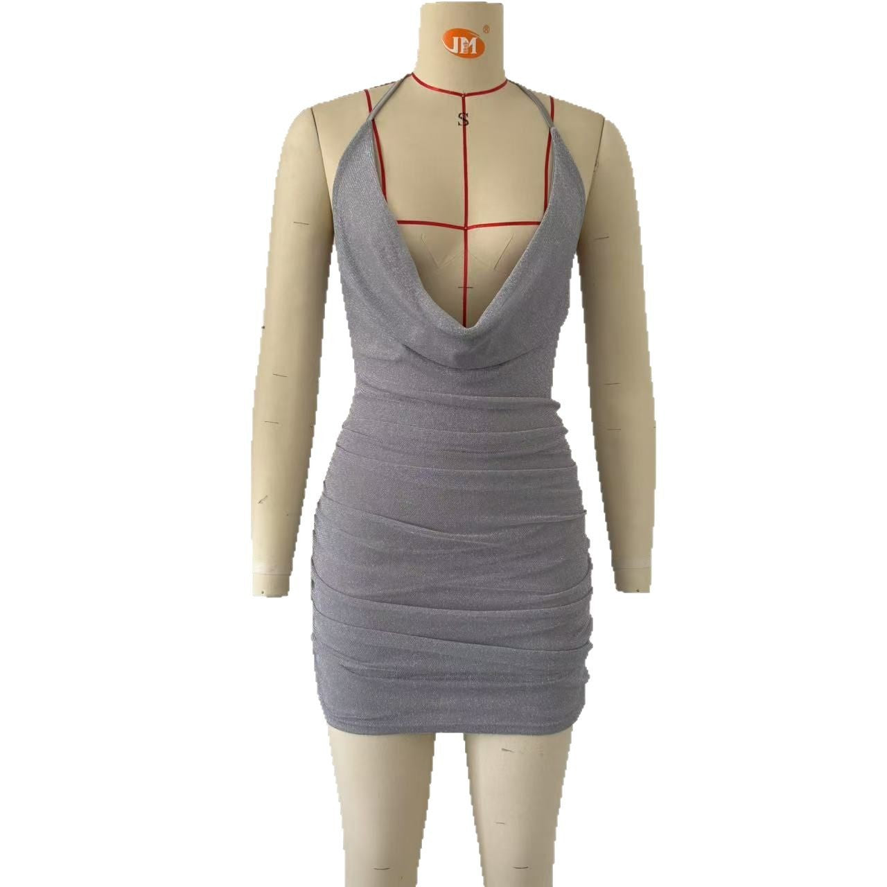 Gray dress on a mannequin with a white background