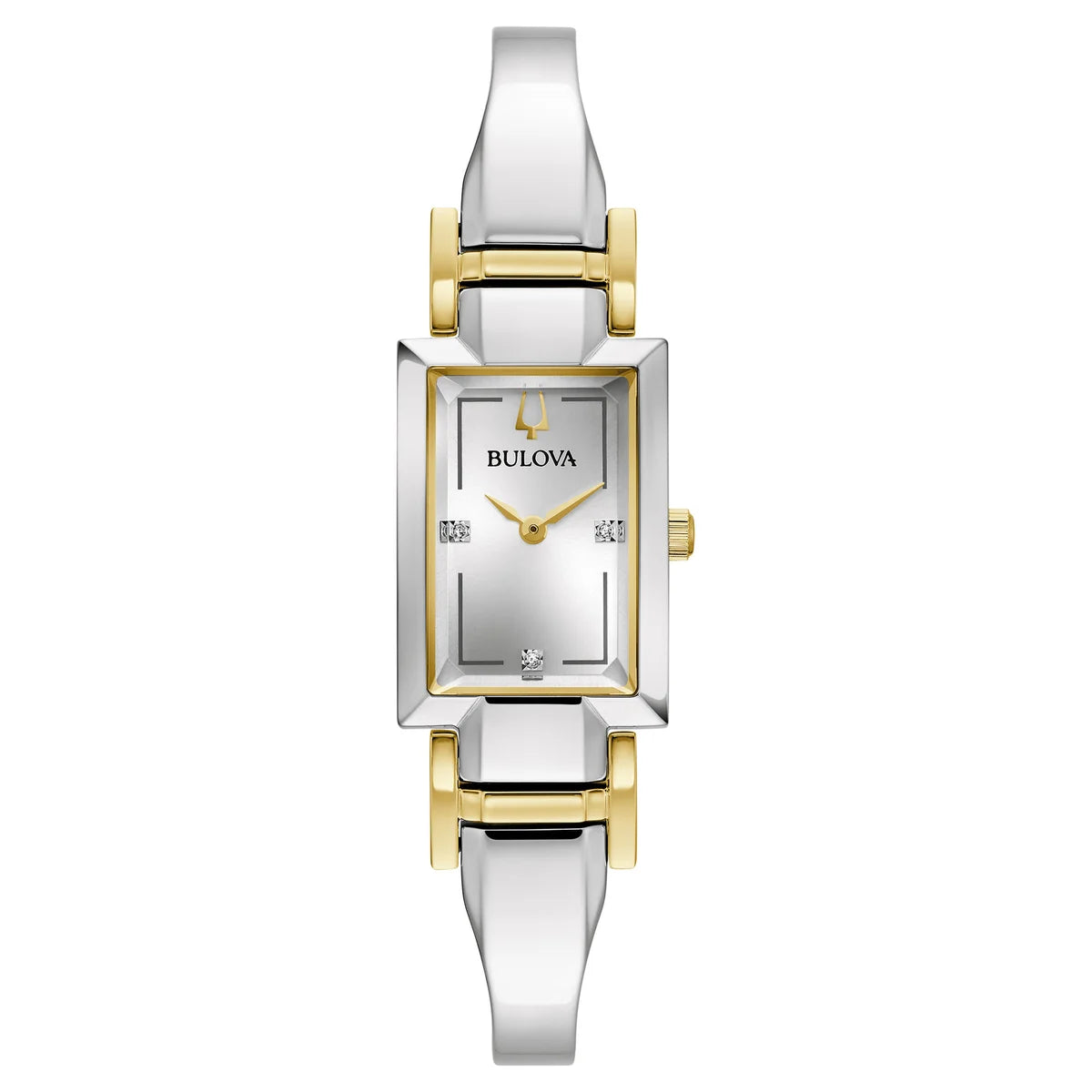 Bulova Classic Diamond Two Tone Stainless Steel Women's Quartz Watch, 18 x 26mm