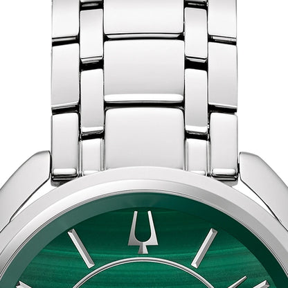 Bulova Classic Diamond Malachite Stainless Steel Quartz Women's Watch, 34mm