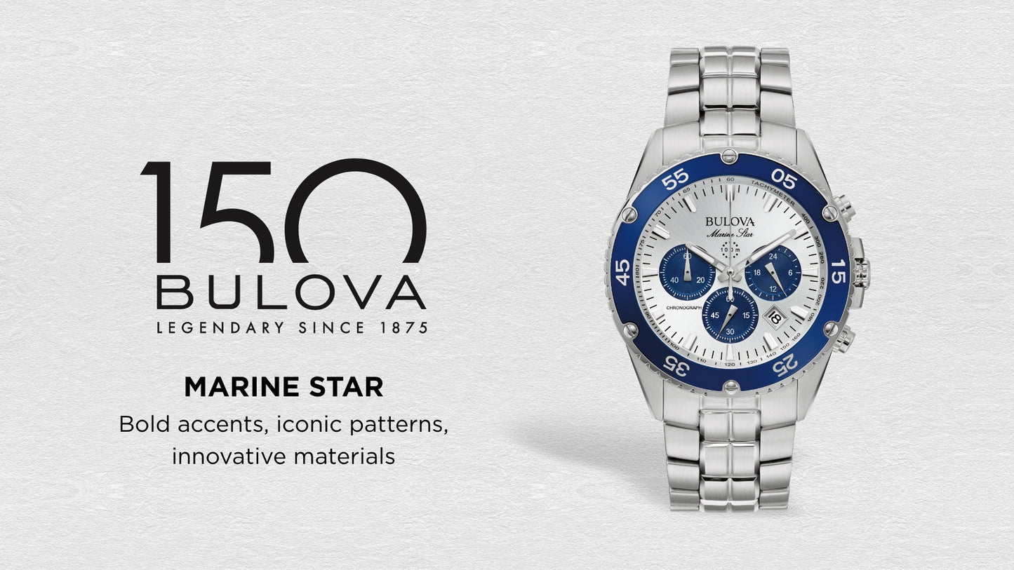 Bulova Marine Star Chronograph Stainless Steel Quartz Men's Watch, 41mm