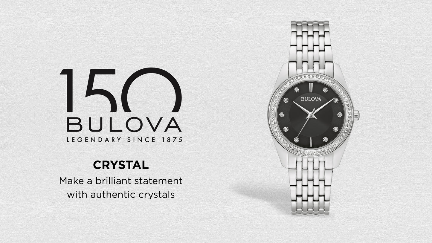 Bulova Classic Crystal Stainless Steel Quartz Women's Watch, 31mm
