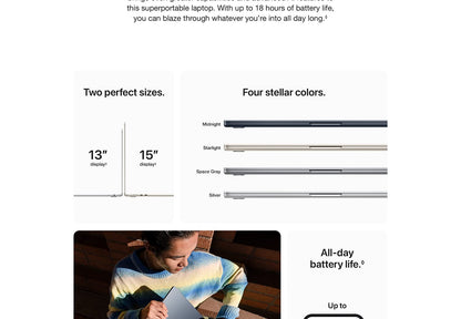 Apple - MacBook Air 15-inch Laptop - Apple M3 chip Built for Apple Intelligence - 24GB Memory - 512GB SSD - Midnight