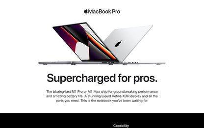 Apple MacBook Pro 16.2-inch, M1 Pro chip with 10‑core CPU / 16‑core GPU, 16GB RAM, 512GB SSD