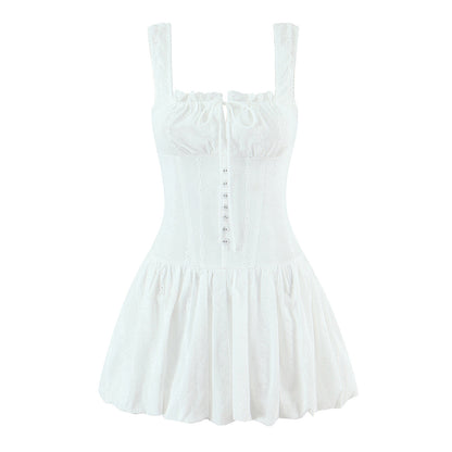 White dress with thin straps on a white background