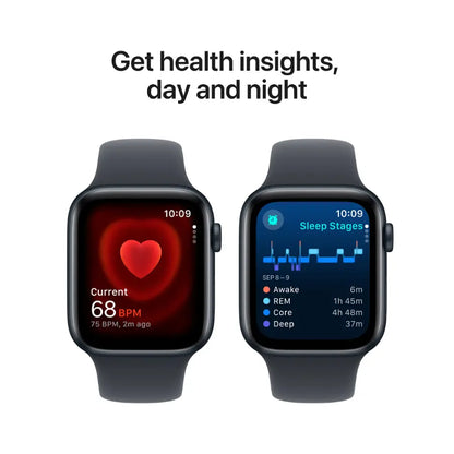 Apple - Watch SE 2nd Generation (GPS) 44mm Aluminum Case with Midnight Sport Band - M/L - Midnight