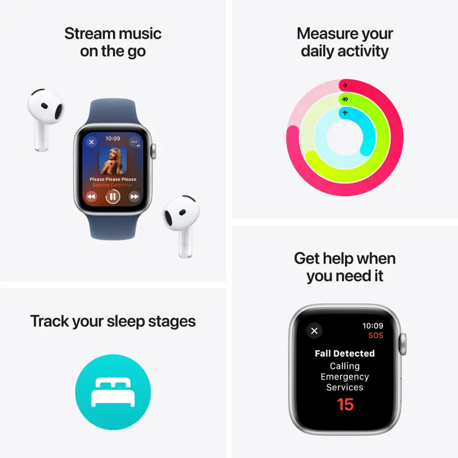 Apple - Watch SE 2nd Generation (GPS) 44mm Aluminum Case with Midnight Sport Band - M/L - Midnight