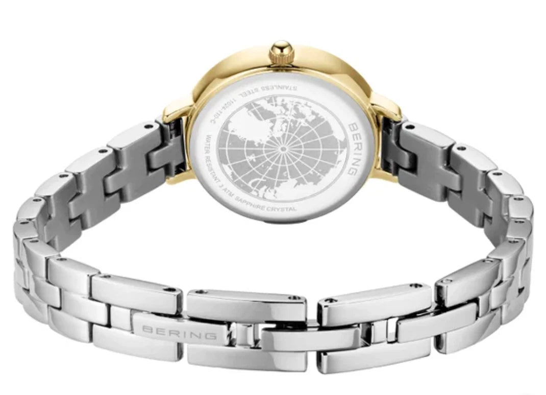Bering Faceted Crystal Two Tone Stainless Steel Women's Quartz Watch, 24mm