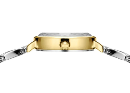 Bering Faceted Crystal Two Tone Stainless Steel Women's Quartz Watch, 24mm