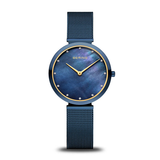 Bering Women's Ultra Slim Stainless Steel Milanese Mesh Watch, 32mm - Blue