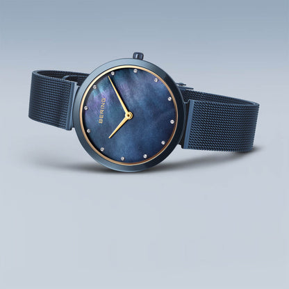 Bering Women's Ultra Slim Stainless Steel Milanese Mesh Watch, 32mm - Blue
