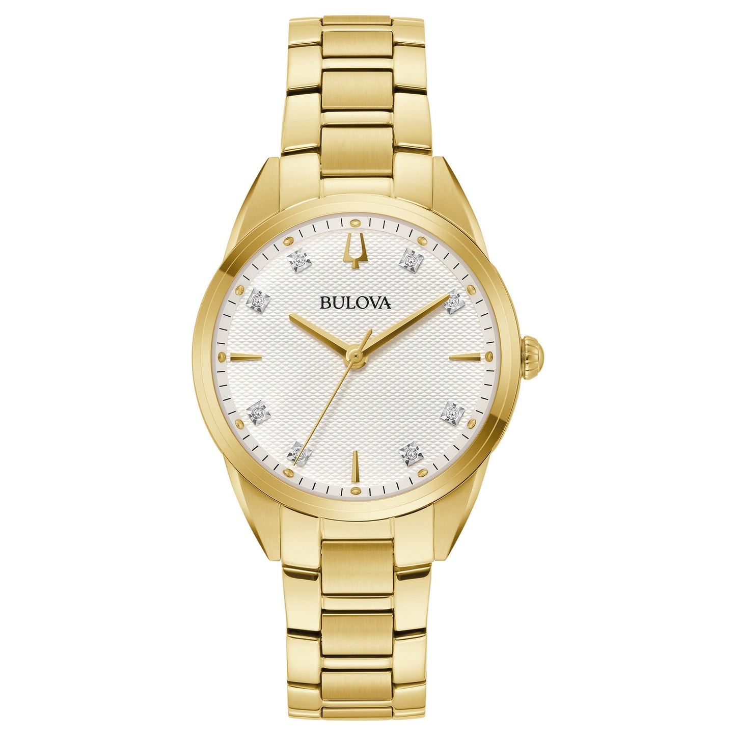 Bulova Diamond Accented Yellow Gold Toned Stainless Steel Wristwatch - 97P161