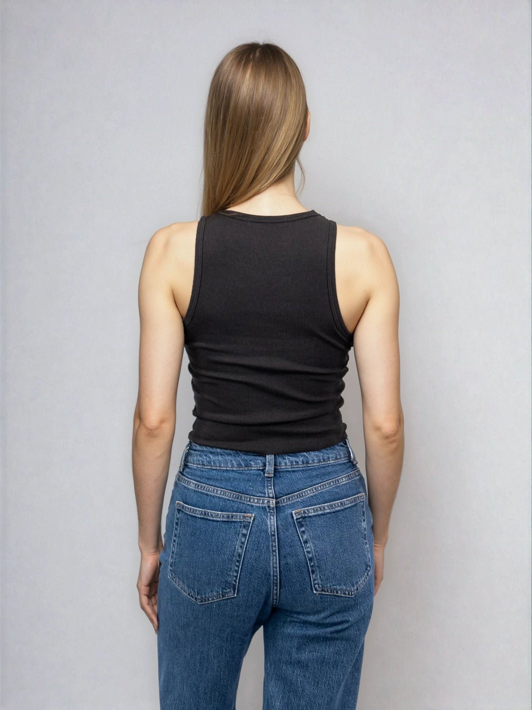 High Neck Tank Raw Hem- Cropped