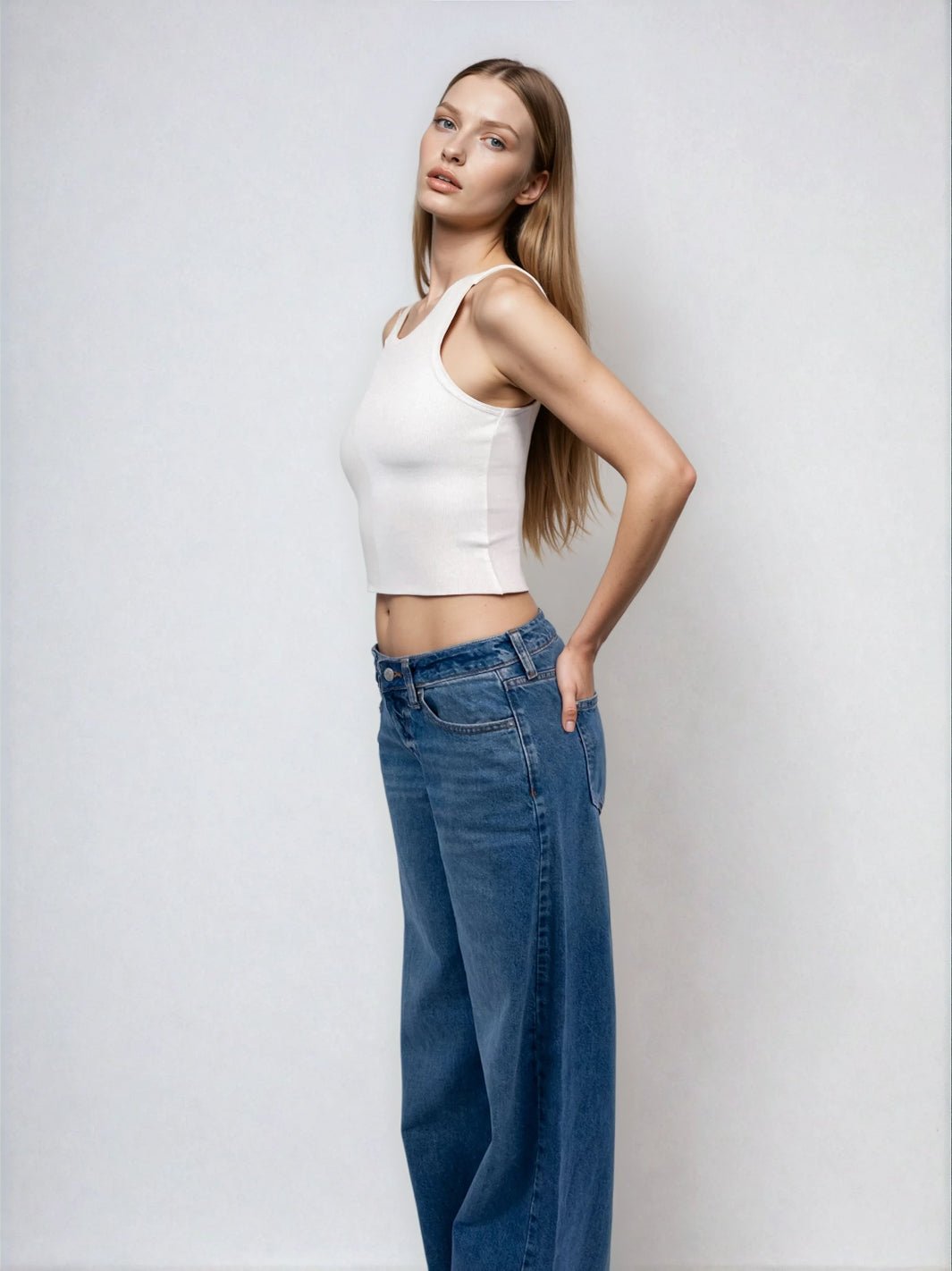 High Neck Tank Raw Hem- Cropped