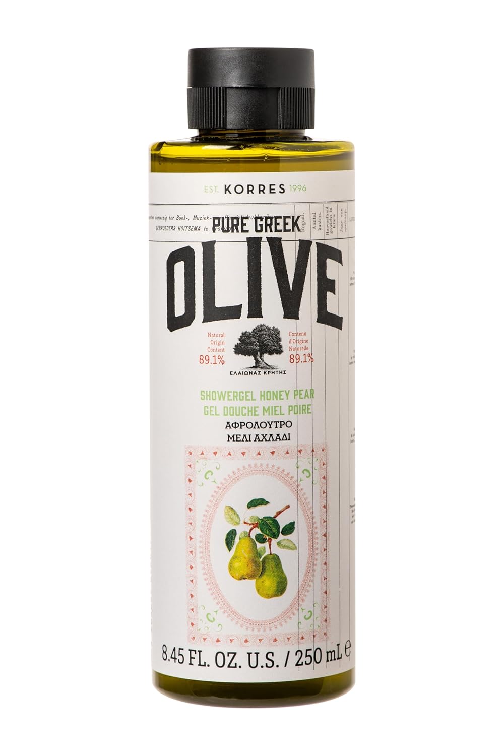 KORRES - Pure Greek Olive Shower Gel, 8.45 fl oz -  Sea Salt, Honey Pear or Olive Blossom