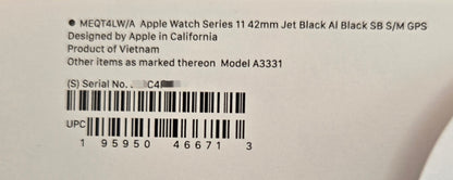 Apple Watch S11 42mm Jet Black Al Black SB S/M GPS