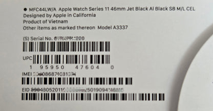 Apple Watch Series 11 - 46mm Jet Black SB S CEL
