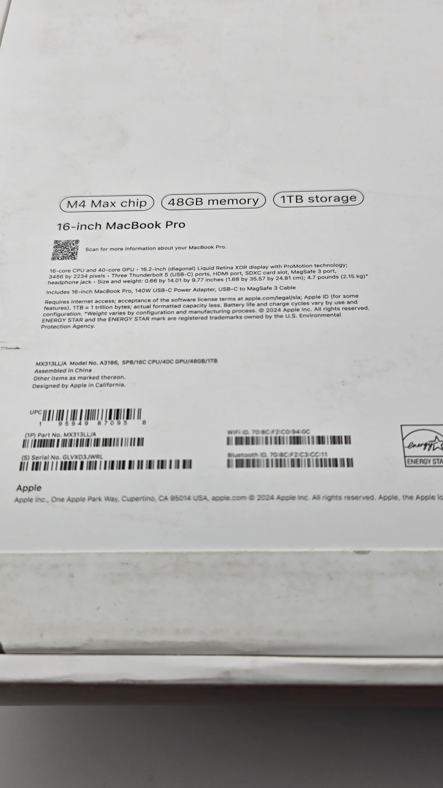 Apple MacBook Pro 16-inch M4 Max-Chip 48GB, 1TB SSD