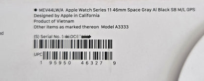 Apple Watch S11 46mm Space Gray Al Black SB M/L GPS