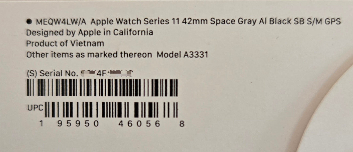 Apple Watch S11 42mm SG Al Black SB S/M GPS