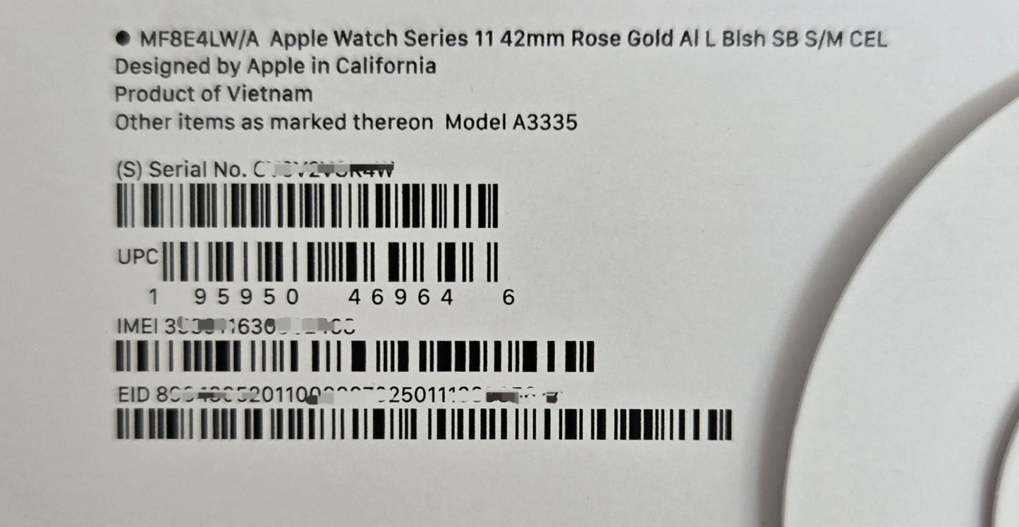 Apple Watch Series 11 - 42mm Rose Gold Al L BLSH SB S/M CEL