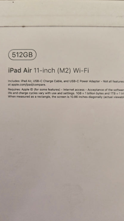 Apple iPad Air (M2) Wi-Fi 512GB - Blue (NEW Sealed)