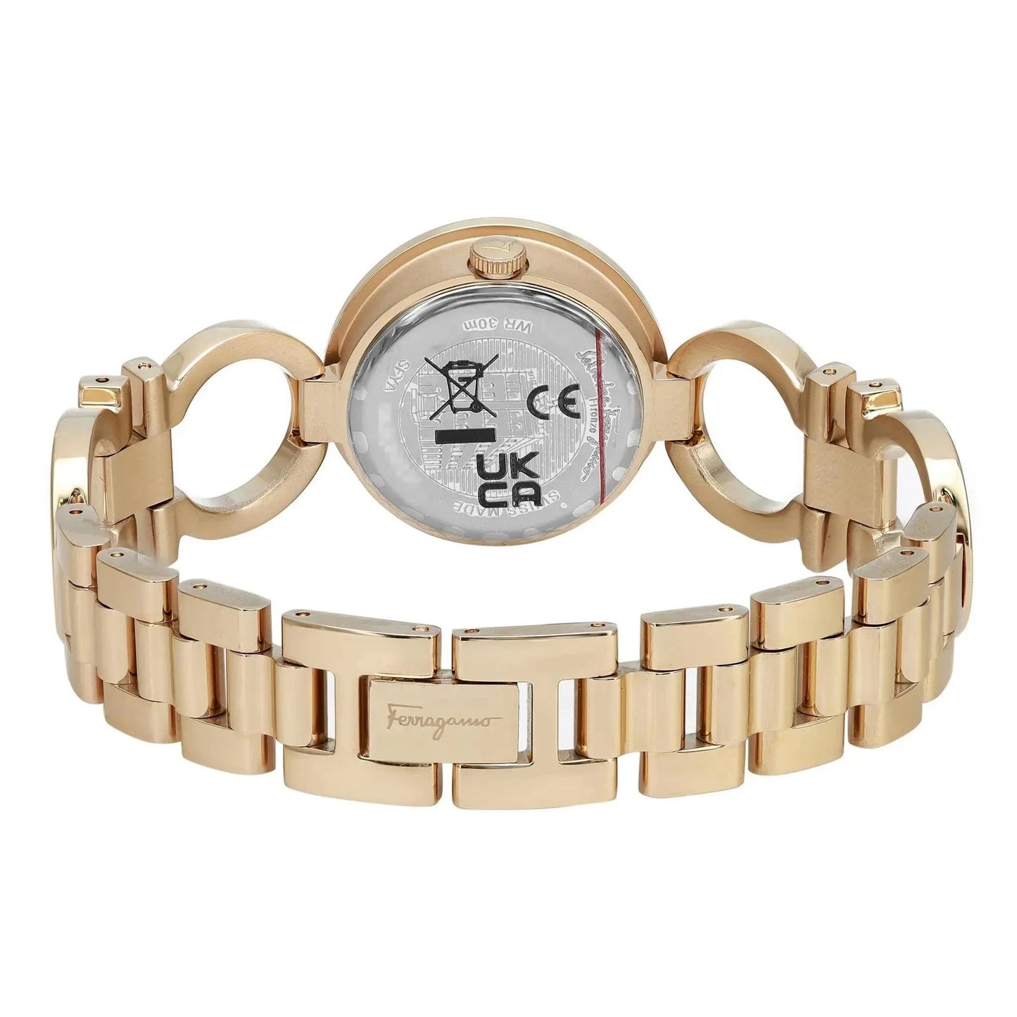 SALVATORE FERRAGAMO - Gancino Bracelet Watch, 28mm, Gold Tone / White Dial - Ladies