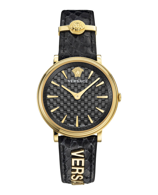 VERSACE - V-Circle Logomania Luxury Black / Gold Watch - VE8101022